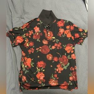 Bonobos Golf Roses Floral Stretch Polo Size Large